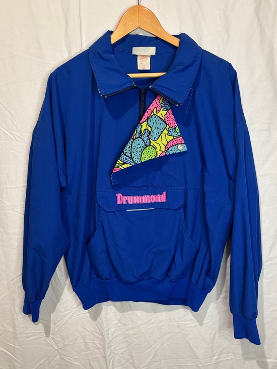 Drummond Other - Vintage 80s Blue Pullover Windbreaker Drummond Retro Pattern Jacket L